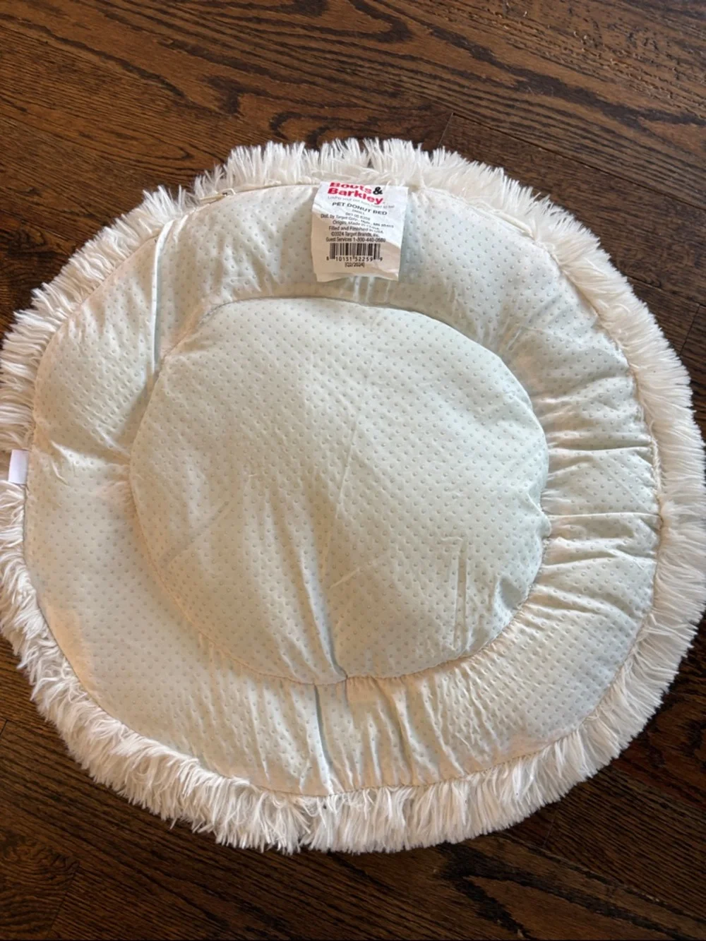Boots & Barkley Plush Round Donut Pet Bed in Cream